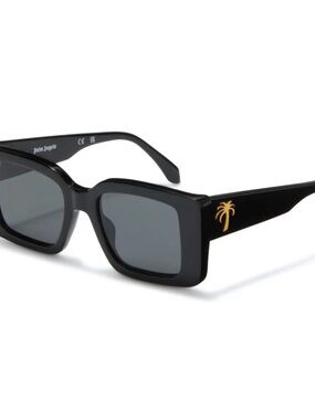 Palm Angels Black Sunglasses with Gold Palm Logo